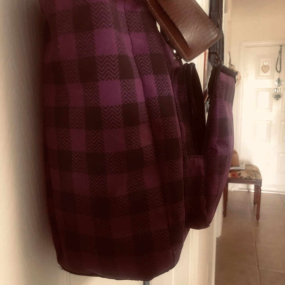 Vintage Hurley Purple Plaid Tote with Front Zip Pocket 90s - Picture 6 of 10